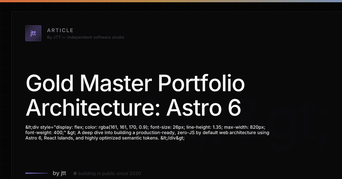 Gold Master Portfolio Architecture: Astro 6