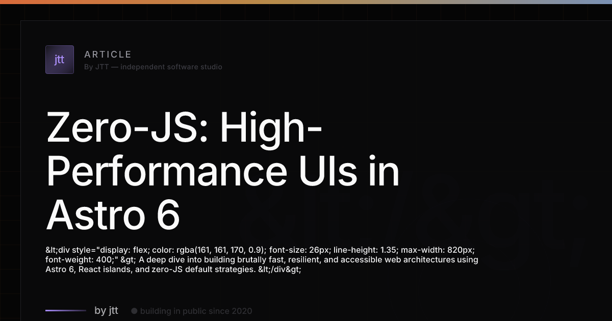 Zero-JS: High-Performance UIs in Astro 6