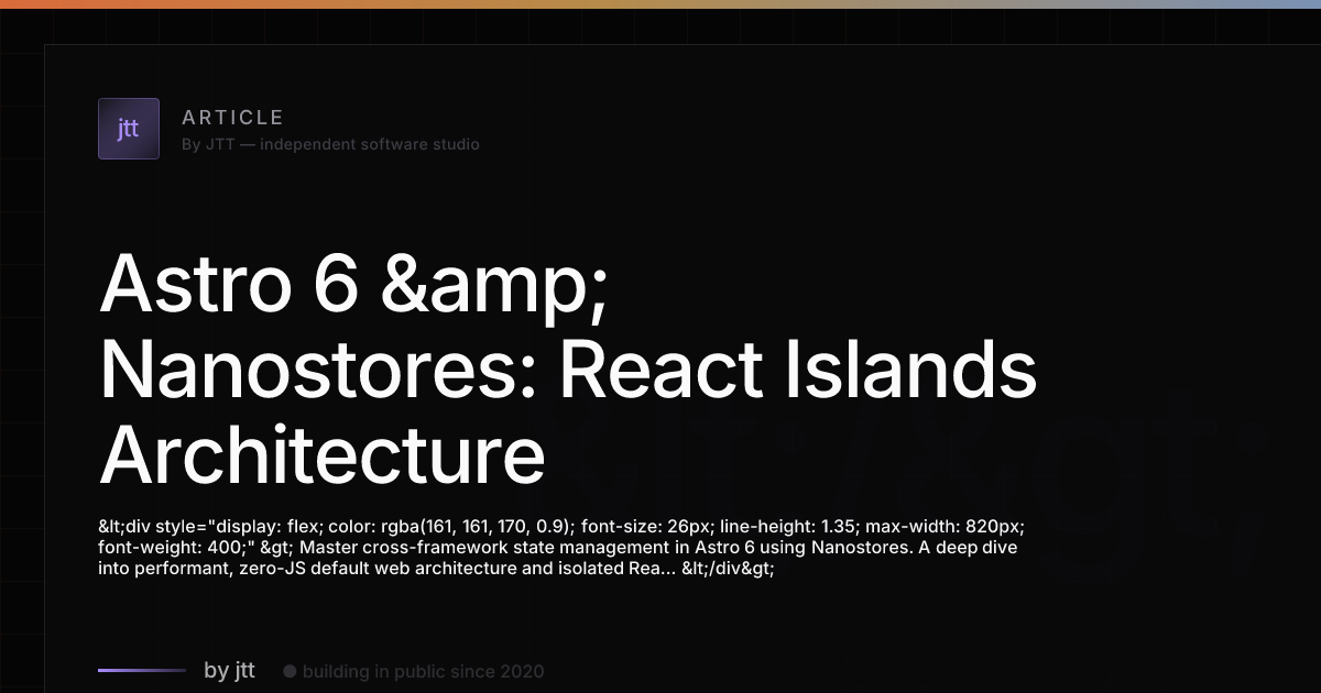 Astro 6 & Nanostores: React Islands Architecture