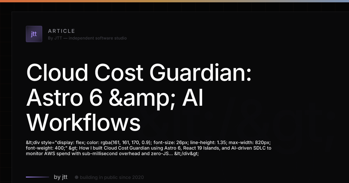 Cloud Cost Guardian: Astro 6 & AI Workflows