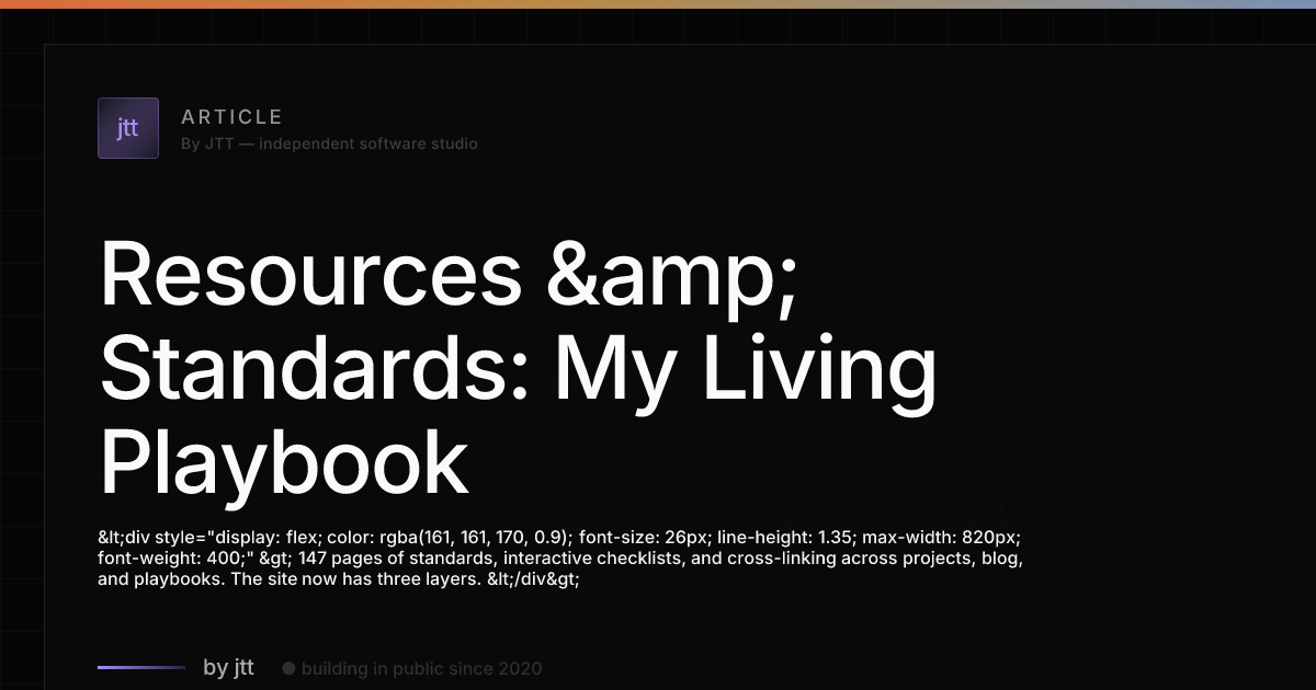 Resources & Standards: My Living Playbook