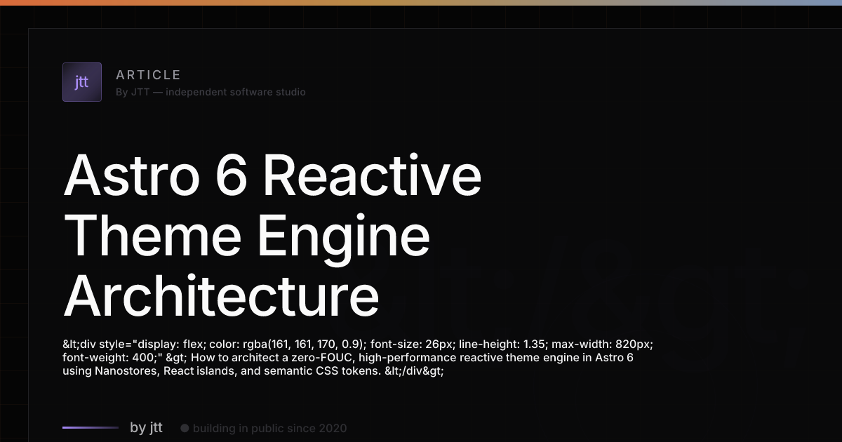 Astro 6 Reactive Theme Engine Architecture